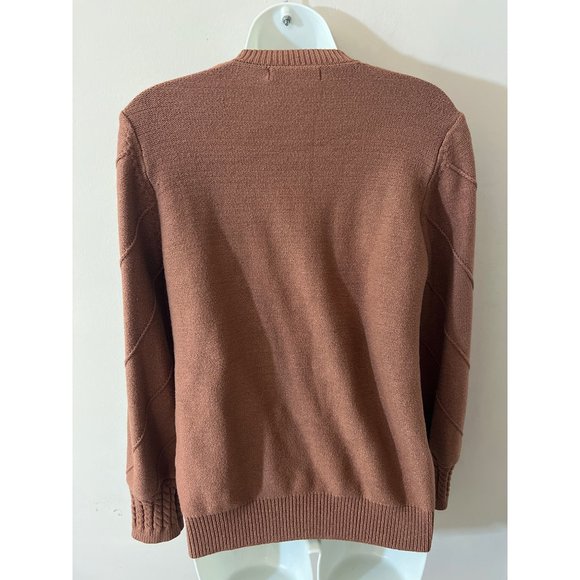 Simplee Brown Popcorn Long Sleeve Womens Crewneck Sweater Size Large - Picture 5 of 8